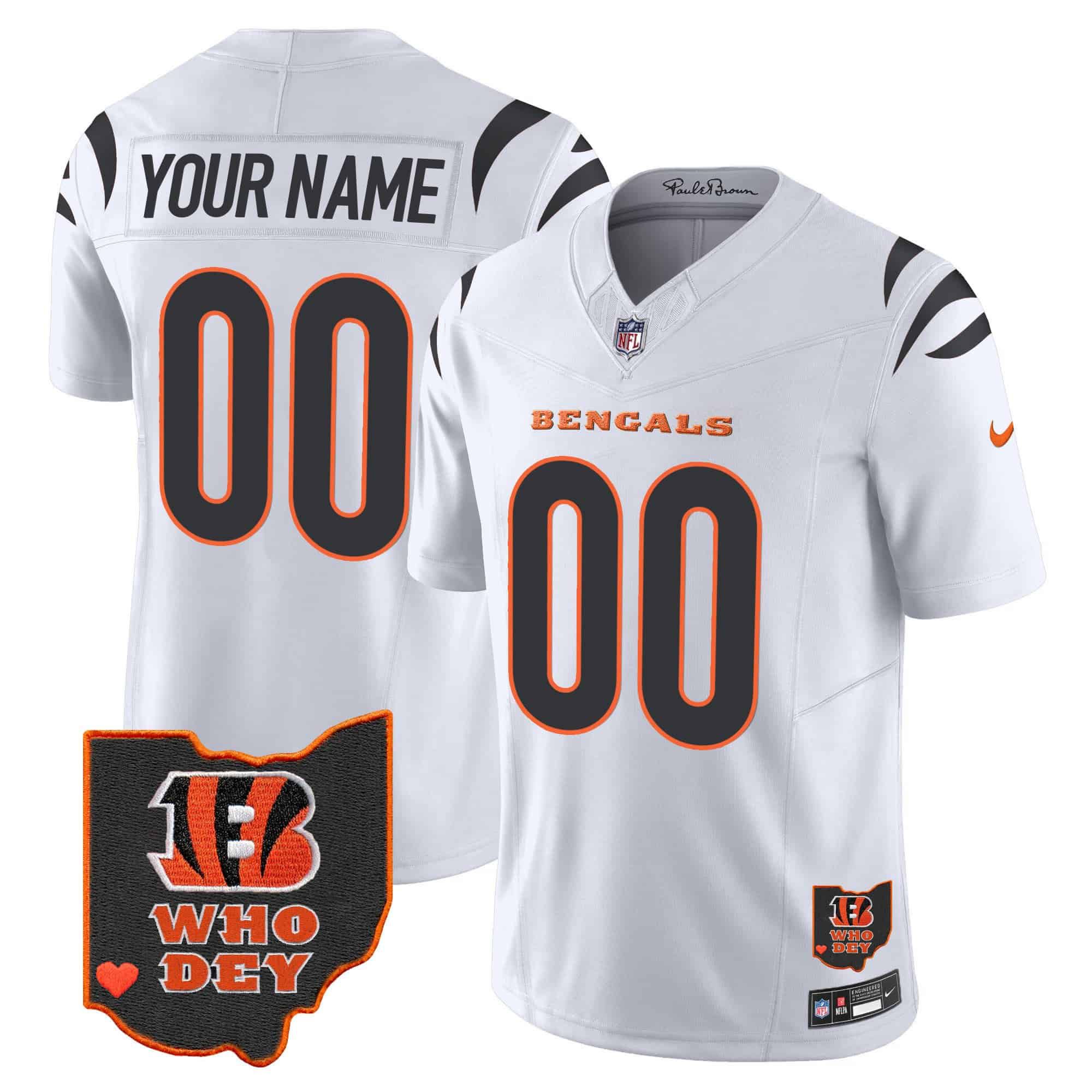 Men Cincinnati Bengals White 2024 Nike Patch Vapor Limited Custom NFL Jersey->customized nfl jersey->Custom Jersey